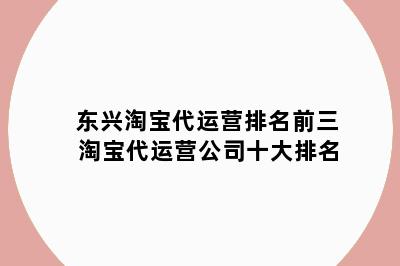 东兴淘宝代运营排名前三 淘宝代运营公司十大排名